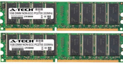 Kit Mémoire RAM 2 Go (2x1 Go) DDR1 PC2700 - Pour Ordinateur Ancien, Neuf A-Tech