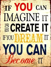 TIN SIGN "Imagine" Quotes Signs  Rustic Wall Decor