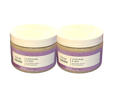 2 BATH & BODY WORKS AROMA CALM HAVEN LAVENDER & IRIS SALT BODY SCRUB 17 OZ NEW