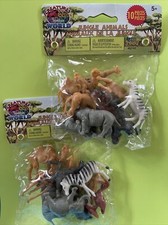 2 Assorted Farm Animals Figure Toy Play-Set Plastic - 10 Pc -1"-3" Pig Horse Cow