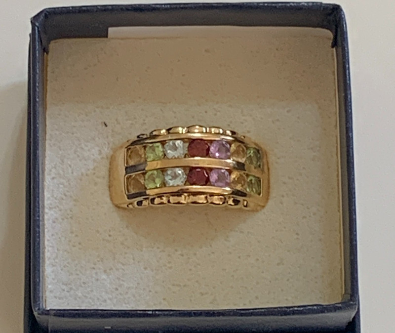 HSN Ross Simons Vintage Multi Stone Vermeil over .925 Sterling Size 9, Beautiful