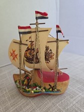 Vintage Netherlands Wooden Shoe Flag Ship Han...