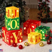 Bucherry 6 Pcs LED Christmas Lighted Gift Boxes With Bows - Pre-lit Present Box