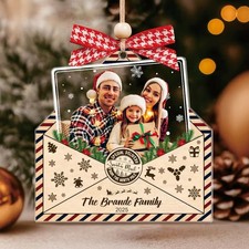 Personalized Family Photo Ornament 2025, Custom Christmas Envelope Ornament