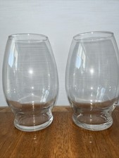 Set Of Two Clear Glass Hurricane Vases Or Candle Holders. Decorate For Holidays 