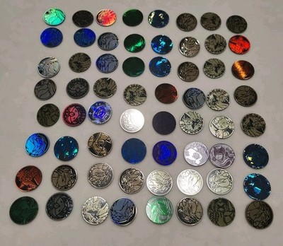 Official Pokemon TCG Plastic Coin Lot of 64 Collectible Coins