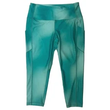 Xersion Womens Aqua Green Athletic Capri Leggings High Rise Stretch Pants