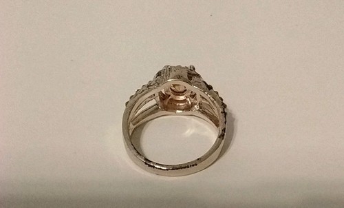 Rosévergoldeter CZ Ring Quadrat & Akzente Verlobungsstil Bandring Größe 7 - Bild 4 von 5