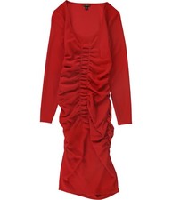 GUESS Womens Vivica Ruched Bodycon Dress, scarlettred, S