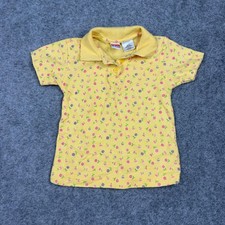 Mc Kids Polo Shirt Girls 4 Yellow Floral Short Sleeve McDonalds Vintage 90s