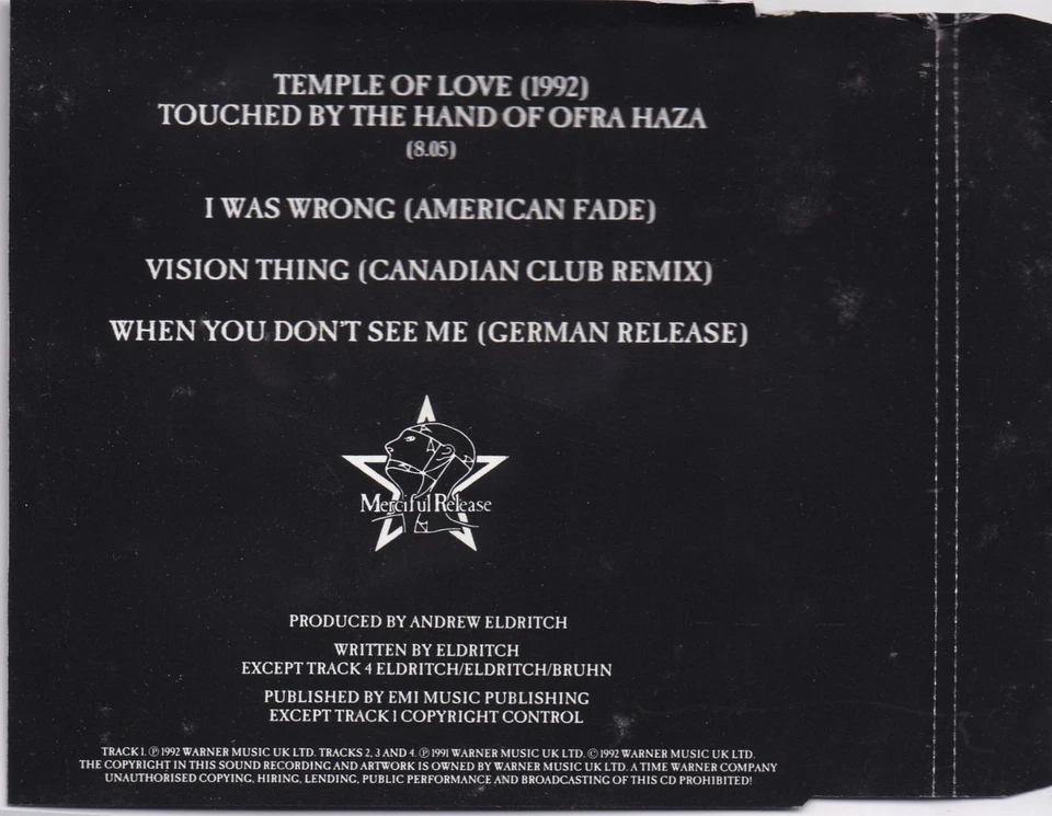 The Sisters of Mercy - Temple of Love  (4 Track Maxi CD) - Bild 2 von 2