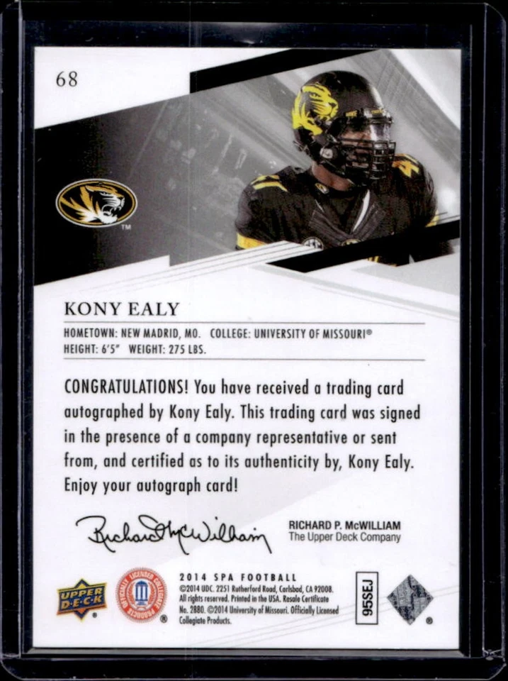 2014 SP Authentic Kony Ealy Auto Rookie RC #68 Tigers - Image 2 of 2