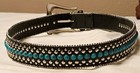 Women's Black Studded Belt w/ Turquoise Accents, Silver-Tone Buckle, M — photo 2