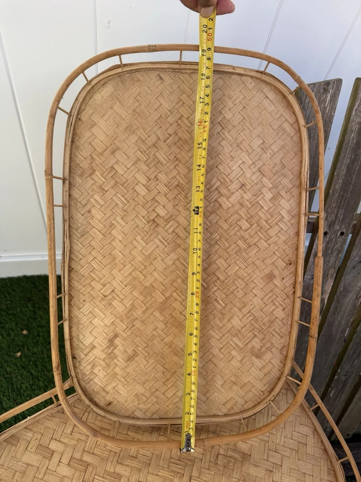 2 BANDEJAS RECTANGULARES DE BAMBÚ MIMBRE RATÁN PARA SERVIR Foto 3 de 4