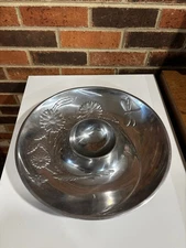 Lenox Heavy Aluminum Bowl Chip and Dip Butterfly Meadow Pattern