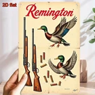 Vintage Metal Tin Sign Remington Shotgun Flying Duck Hunting 8x12