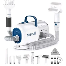 Oneisall Dog Grooming Vacuum Kit 12Kpa Low Noise Pet Hair Remover, Blue Mod: BM1