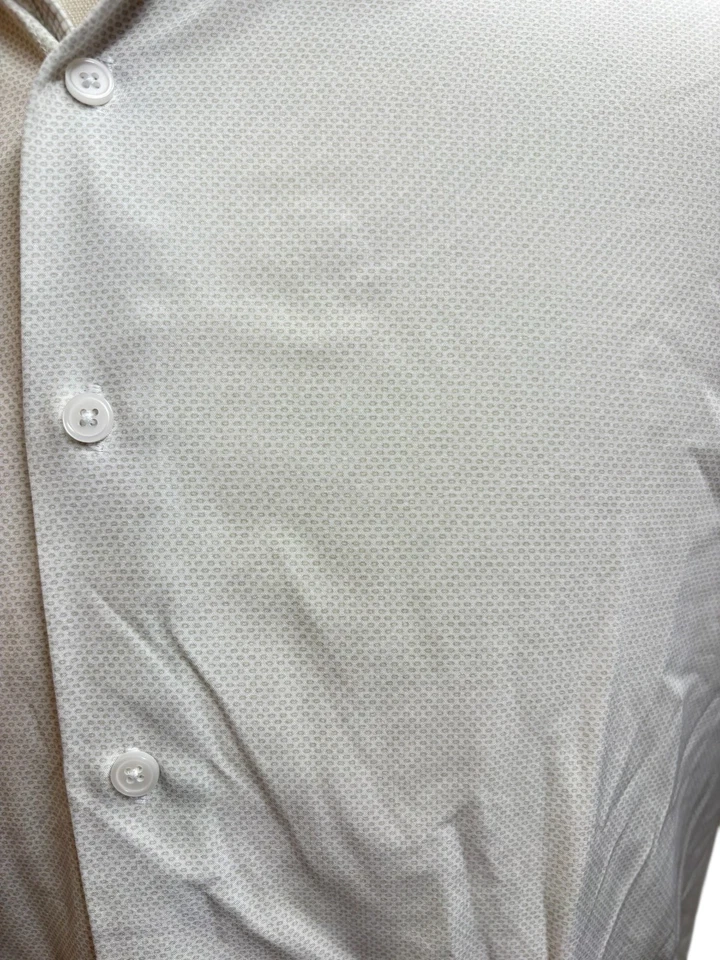 Camisa de vestir Report Collection para hombre mediana blanca punteada 4 vías elástica calce ajustado Foto 3 de 4