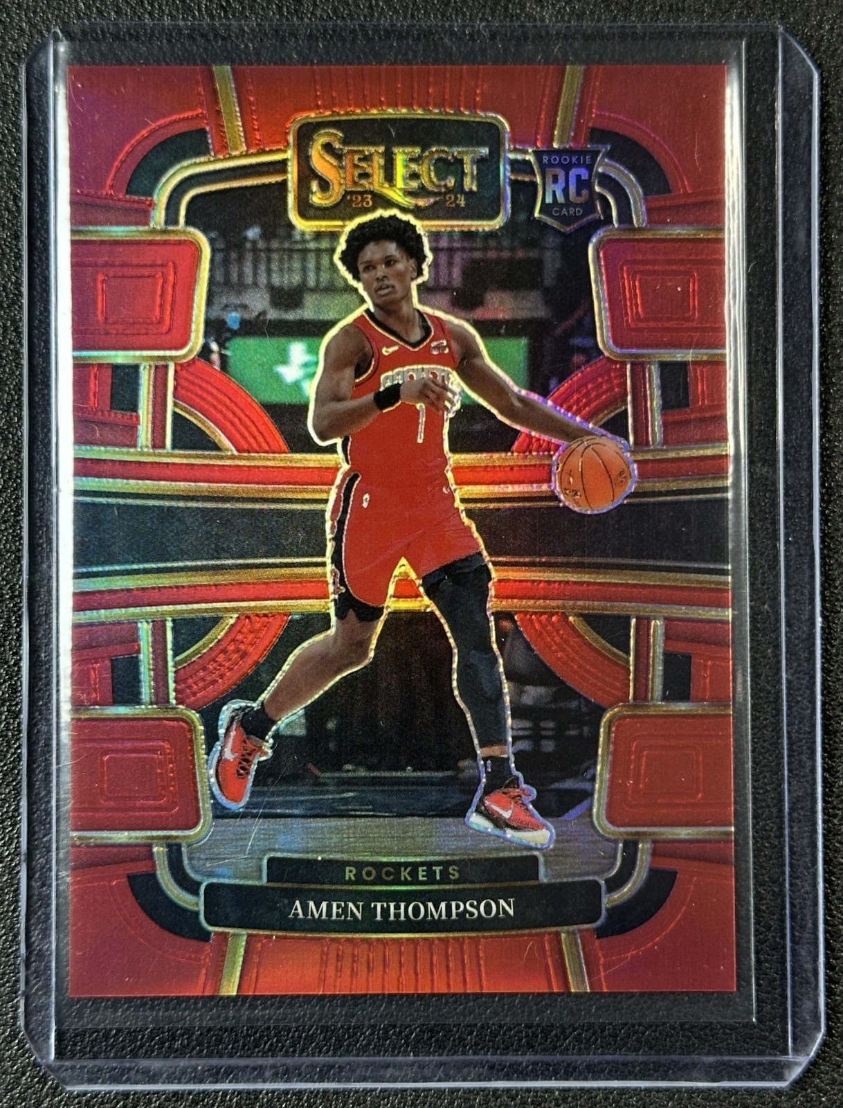 AMEN THOMPSON 2023-24 PANINI SELECT #96 ROOKIE RED PRIZM RC 28/199 ROCKETS