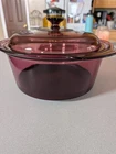 Vintage Vision Cranberry  5L Dutch Oven Corning Ware Glass Pot w/ Pyrex Lid USA