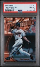 1997 TOPPS FINEST W/COATING #252 CAL RIPKEN JR. PSA 8