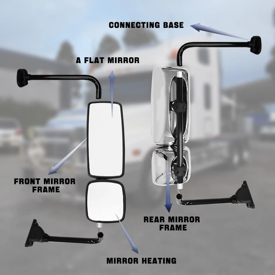 Conjunto de Espejo de Puerta para Freightliner M2, Espejo de Puerta Cuerpo Dividido - Cromo Izquierdo Foto 2 de 4