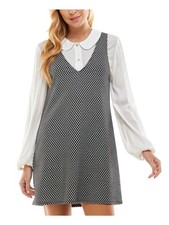 KINGSTON GREY Womens A-Line Short Dress Black Sleeveless V Neck Juniors S