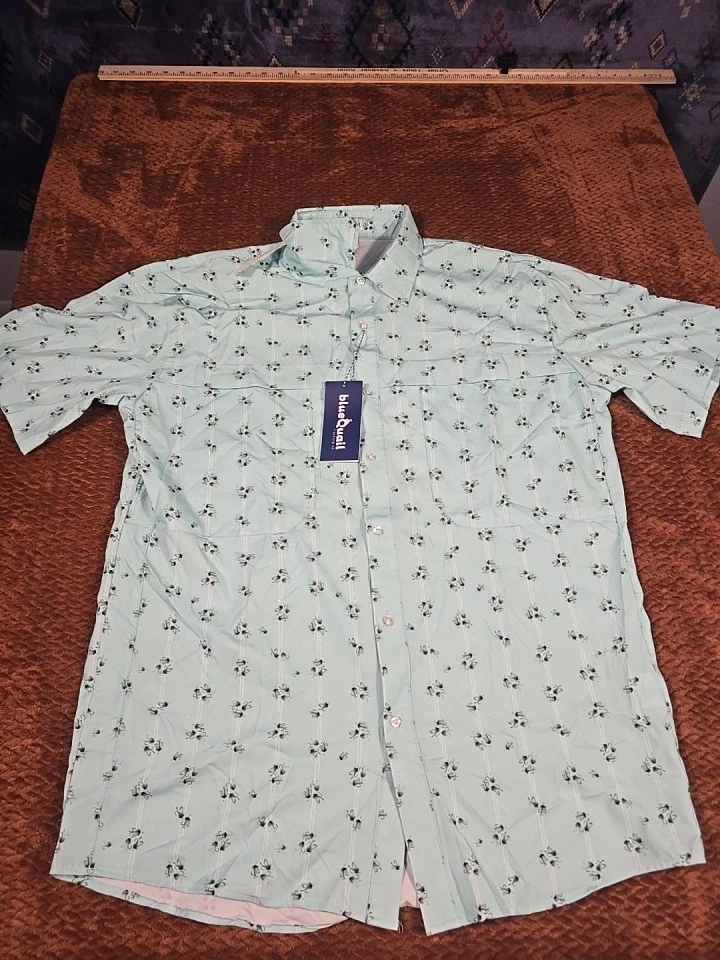 NWT Men's Blue Quail Short Sleeve UPF 50 Fishing Shirt Size Medium Vented