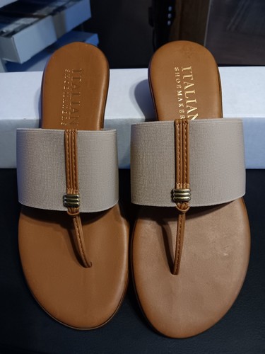 Asher Italian Shoemakers Thong Sandals Tan Leather Beachy Coastal Sz 9 1/2 - Picture 3 of 15