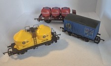 Lima  WAGONs x 3 OO GAUGE birds custard watneys blue circle cement trains model