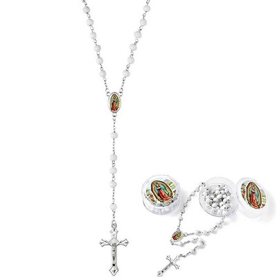 Weißer Rosenkranz Unsere Liebe Frau von Guadalupe Duft Perlen Religiös Kommunion Kreuz