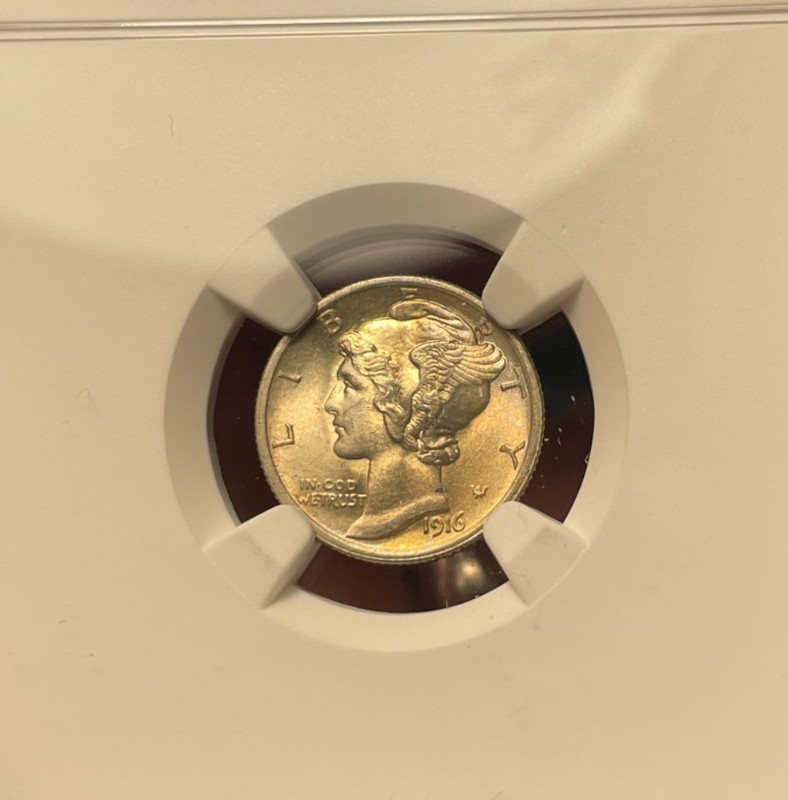 (#102383)  Mercury Dime:  1916.  NGC MS 64 FB.     Frosty!        (see video!)