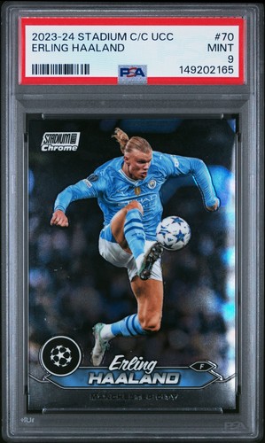 2023-24 TOPPS STADIUM CLUB CHROME UEFA CLUB COMPETITIONS ERLING HAALAND PSA 9 - Picture 1 of 2
