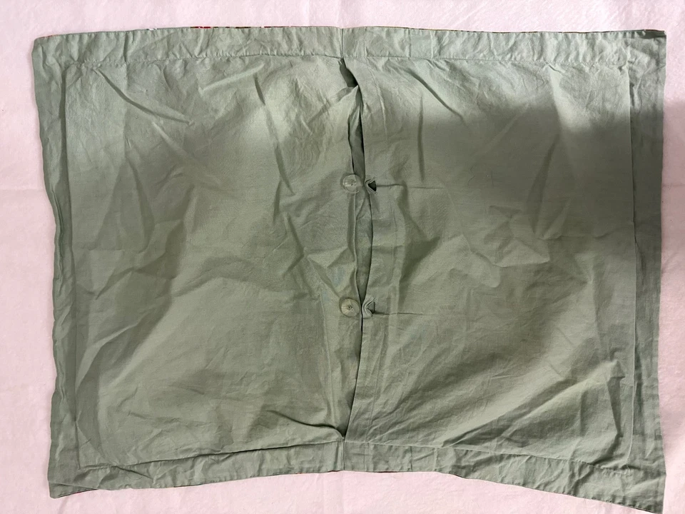 NOBLE EXCELENCIA Salvia Verde Algodón Lino Estampado Floral Estándar Almohada Falsa Foto 2 de 3