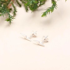 925 Sterling Silver Lightning Bolt Stud With women Christmas Earrings