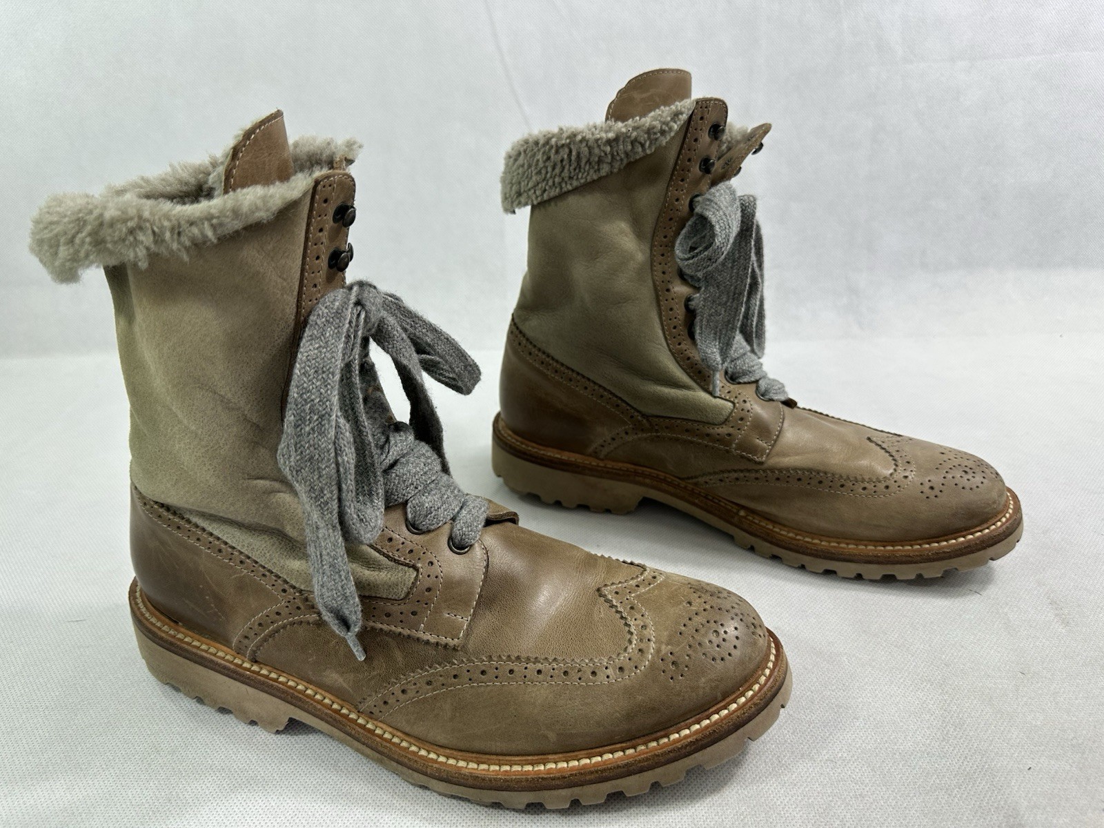 Brunello Cucinelli Shearling Lined Combat Boots w… - image 1