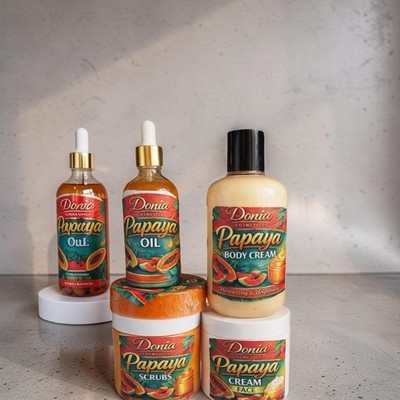 Donia Cosmetics Papaya Skin Care Set - Oil, Cream, Scrub, Moisturizing