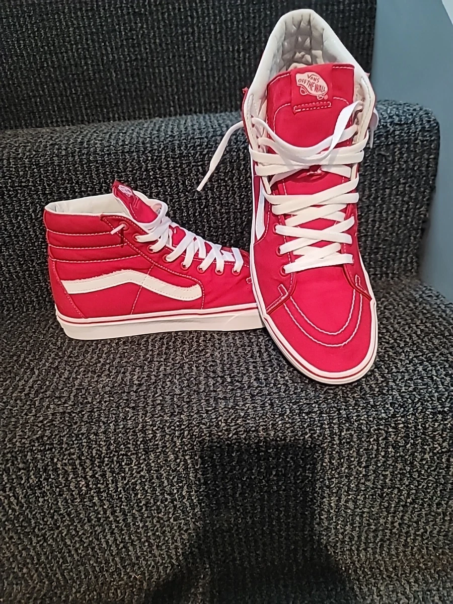 Vans Authentic Red Custom Dip distressed hi-tops 9.5 men 10.5 woman Vans Sk8- Canvas High Formula One for sale | eBay main image 4