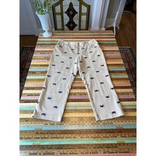 Lilly Pulitzer 12 Embroidered Crab Khaki Chino Pants Preppy Coastal Classic Crop