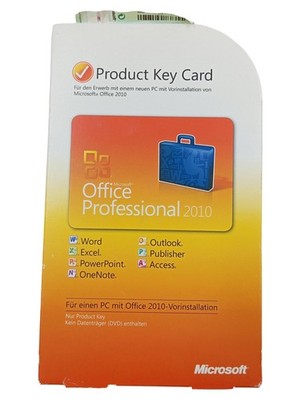Microsoft Office Professional 2010 Product Key Card PC Software Word Excel