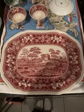 Vintage Villeroy & Boch Rusticana & Spode Pink Tower Red Transferware China Set