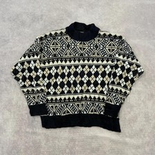 Vintage knitted jumper Abstract Patterned knit sweater Women's M 12-14 