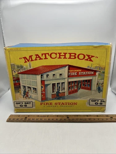 DIECAST LESNEY MATCHBOX FIRE STATION GIFT SET G-5 Original BOX VINTAGE