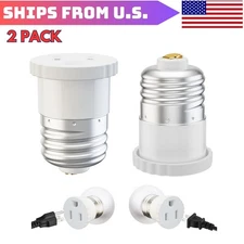 2 pcs Outlet Light Socket Adapter, E26 Light Bulb to Plug Converter