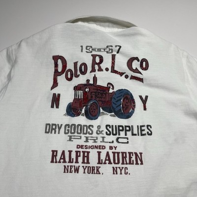 Polo Ralph Lauren Tractor Graphic Polo Shirt White L American Flag