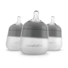 nanobebe Flexy Silicone Baby Bottle Anti-Colic Nipple, Soft Body, Stable Base 