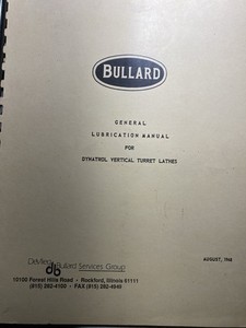 Bullard General Lubrication Manual For Dynatrol VTL
