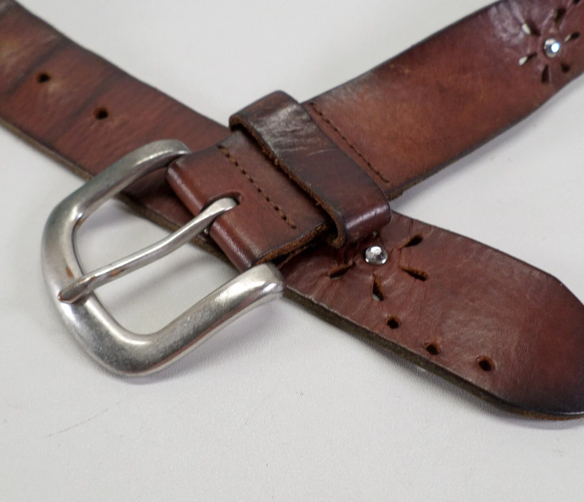 Vintage Aeropostale Brown Genuine Leather Floral Tooled Embossed Belt Size Large Aéropostale Women main image 4
