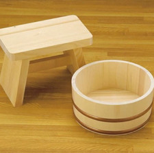 Japanese Cypress Hinoki Bath Chair and Bathtub Set