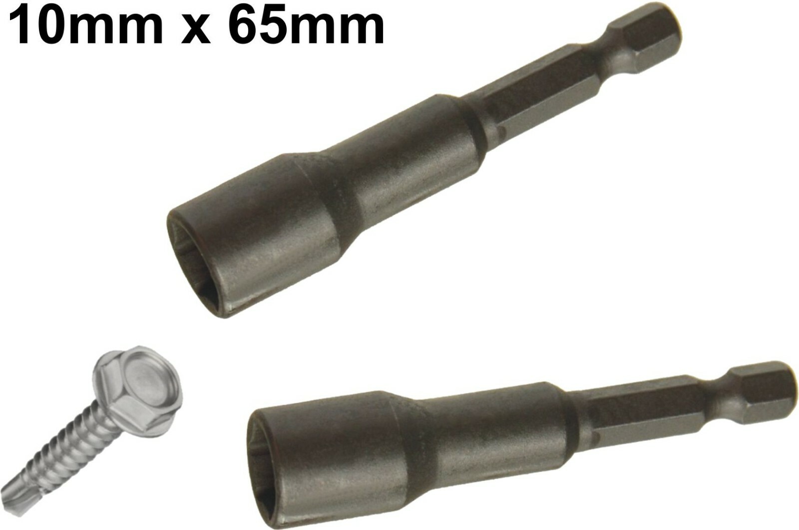 10mm x 65mm 1/4in Hex Shank Magnetic Power Nut Setter (Pack of 2)